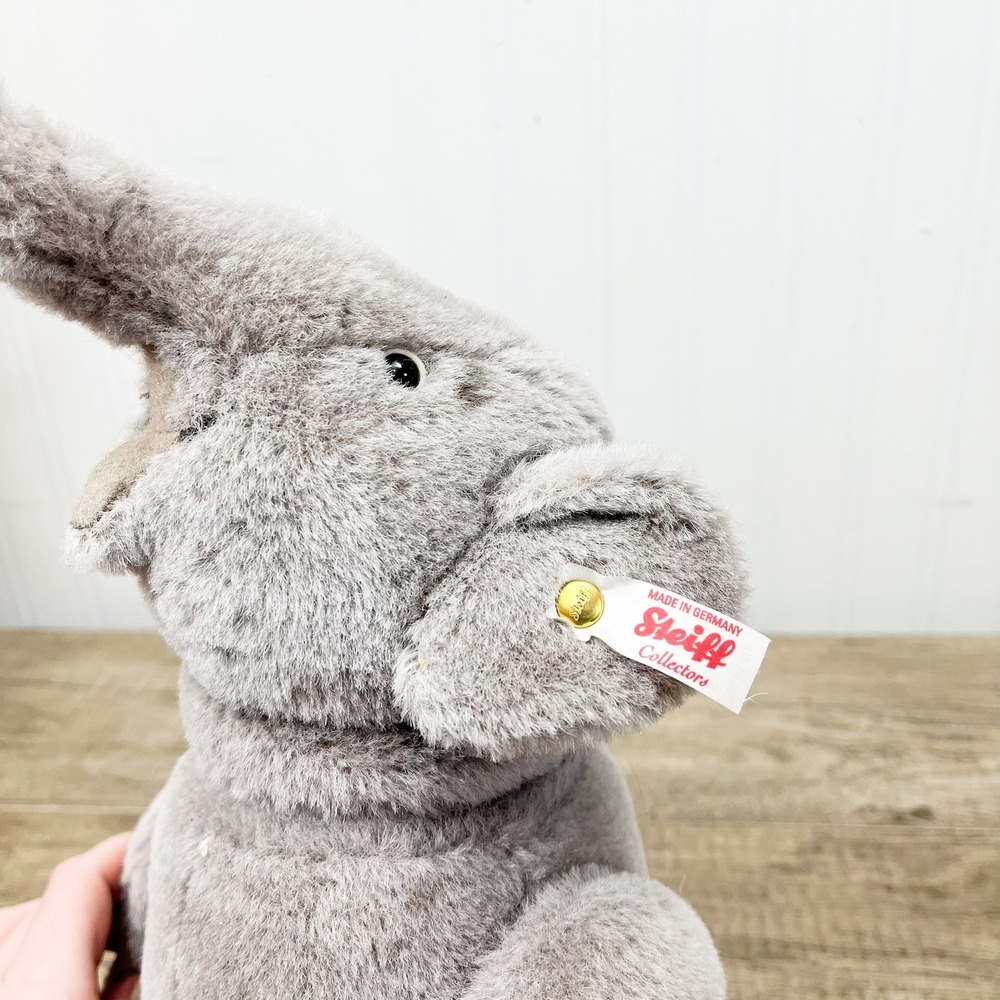 Steiff Elephant Plush Grey Mohair Collectors Button in Ear Made in Germany - Picture 5 of 16